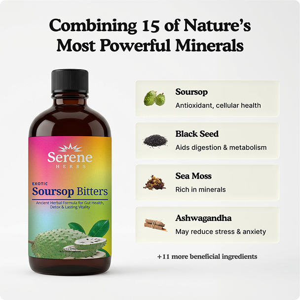 Serene Herbs Soursop Bitters Liquid | Gut Cleanse, Detox & Immune Support