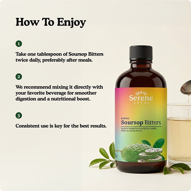 Serene Herbs Soursop Bitters Liquid | Gut Cleanse, Detox & Immune Support